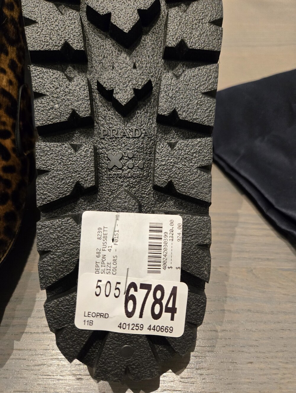 $1,320 Prada Leopard Pony Fur Fussbett Gold Logo Mule Flat EU 41 US 11 BNIB - Picture 6 of 8